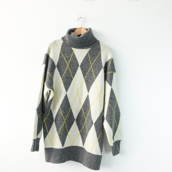 H&M Sweaters - PRINGLE OF SCOTLAND x H&M Sweater Small Argyle Scottish Wool Roll Oversize Tunic